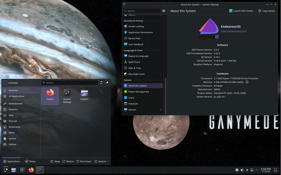 EndeavourOS screenshot 1